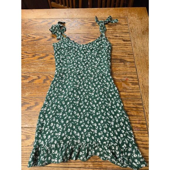 Reformation Christine Dress - Green Floral Print Sz 0 - Picture 1 of 4